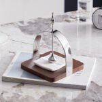 Sculptural Walnut & Stainless Steel Napkin Holder - Image 3
