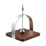 Sculptural Walnut & Stainless Steel Napkin Holder